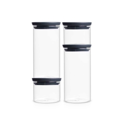 סט 4 מיכלי זכוכית 0.3 + 1.1 ליטר עם מכסה אפור כהה Brabantia