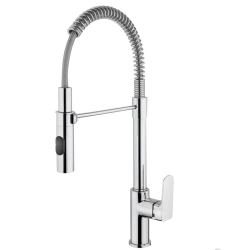 ברז מטבח עם צינור קפיצי ופיה מסתובבת KT555RLS