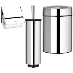 סט לשירותים, נתלה Brabantia: פח סלייד נתלה 5 ליטר + מברשת אסלה עם אפשרות תלייה + מתקן קיר לנייר טואלט ברבנטיה
